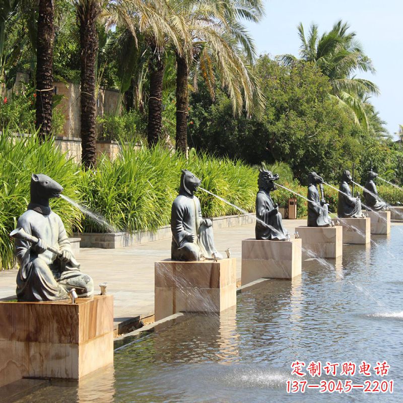 益阳铜雕动物喷泉景观雕塑