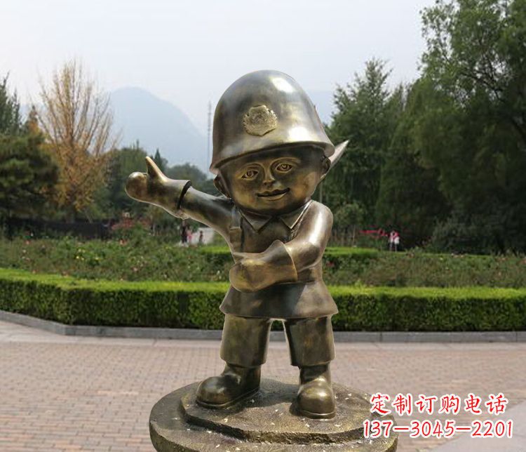 益阳铜雕儿童交通警察