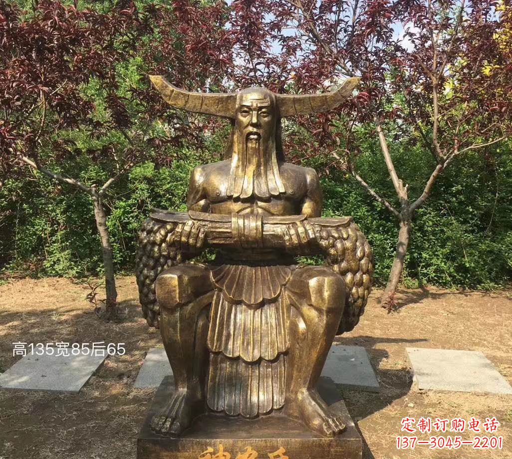 益阳铜雕古代神农氏人物雕塑