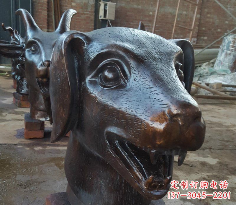 益阳铜雕广场生肖动物头像装饰摆件
