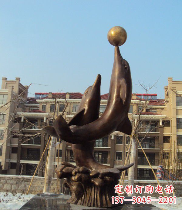 益阳铜雕海豚雕塑 (2)