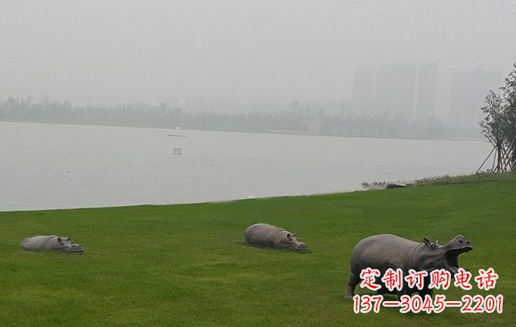 益阳铜雕河马公园动物雕塑