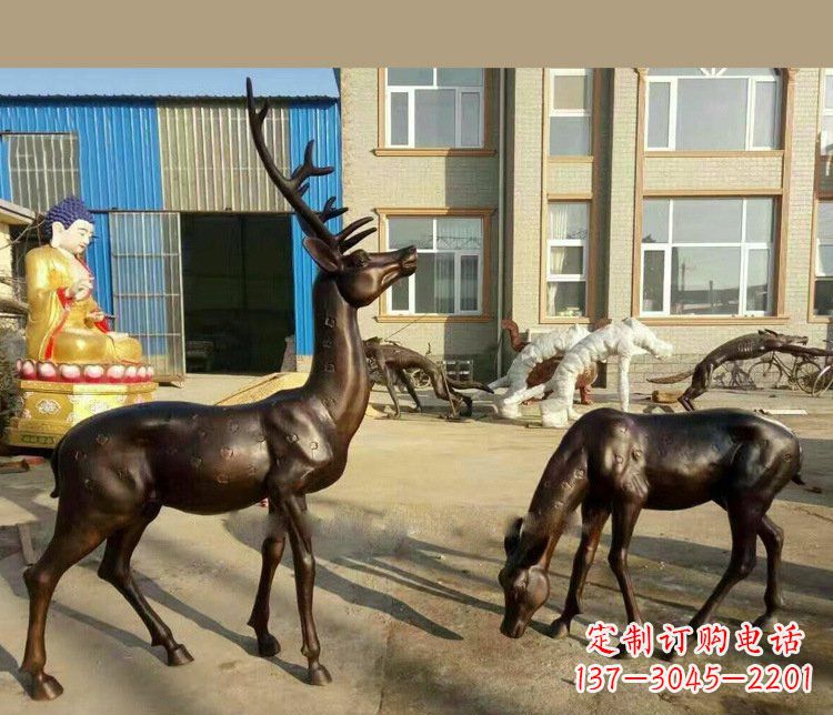 益阳铜雕户外公园动物雕塑鹿摆件 (2)