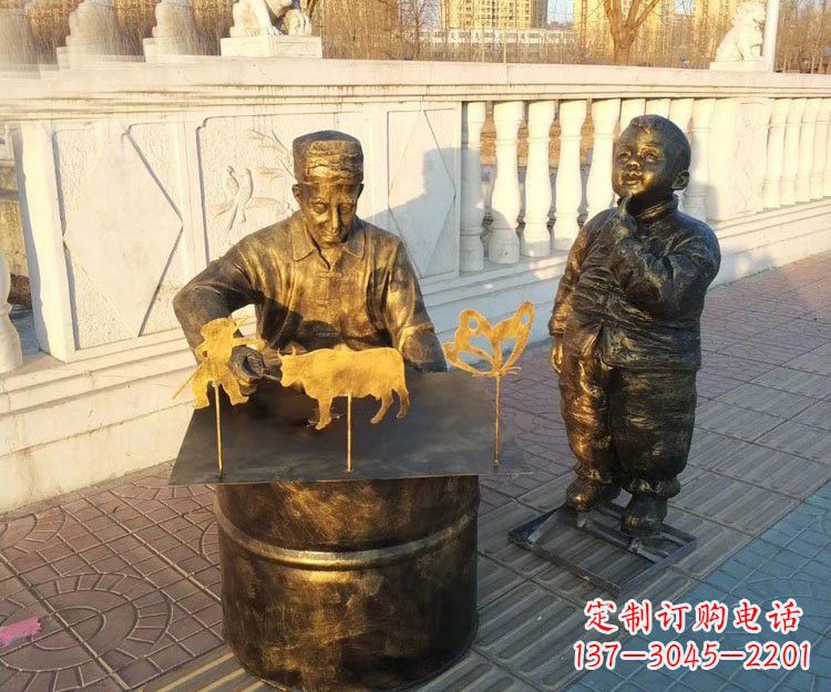 益阳铜雕画糖人的人物