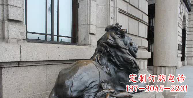 益阳铜雕汇丰卧姿狮子