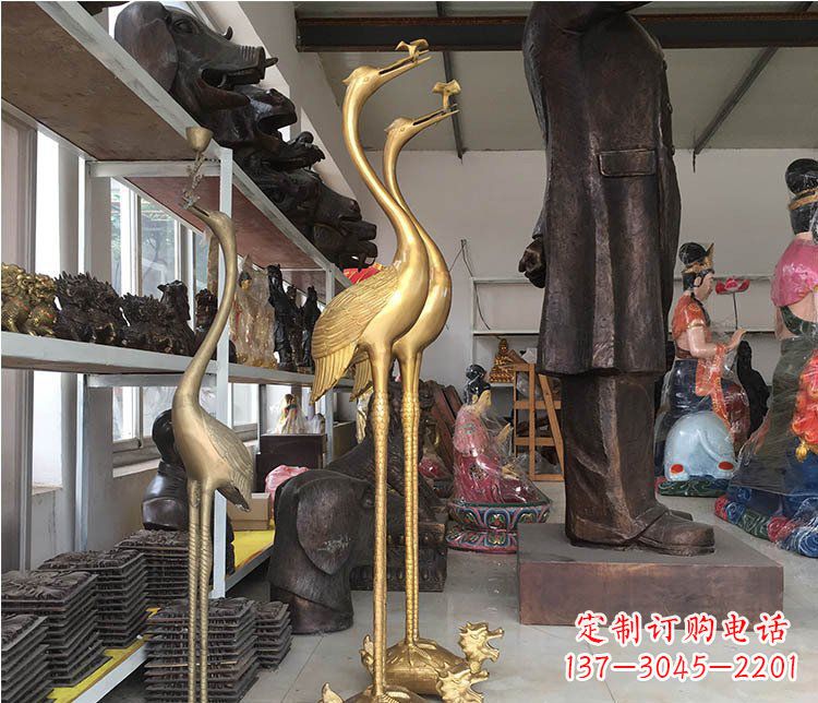 益阳铜雕金属仙鹤动物雕塑