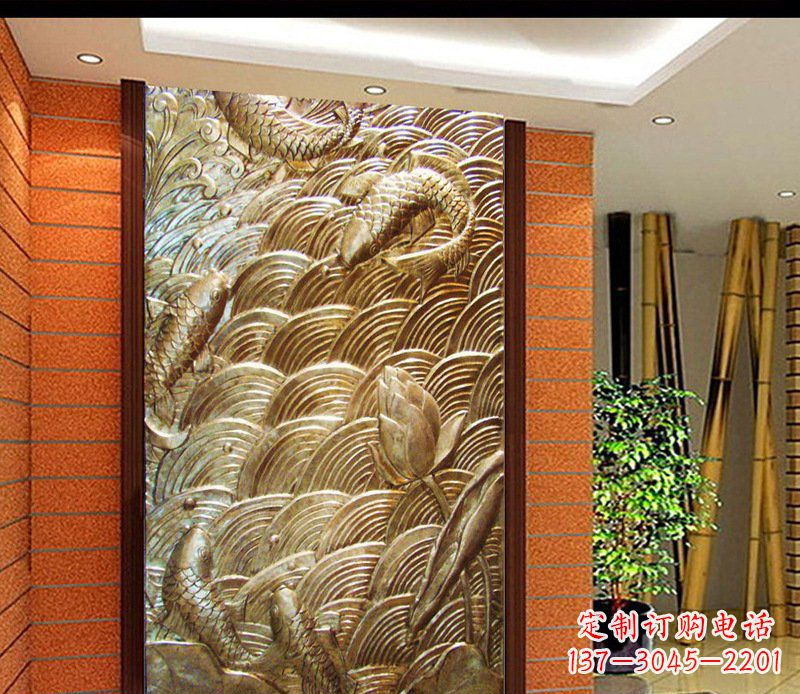 益阳铜雕酒店锻造鲤鱼壁画景观摆件