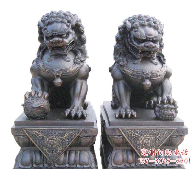 益阳铜雕酒店镇宅招财狮子摆件 (2)
