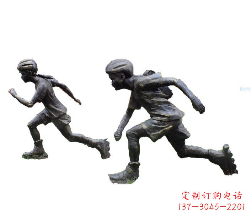 益阳铜雕民俗溜冰儿童摆件