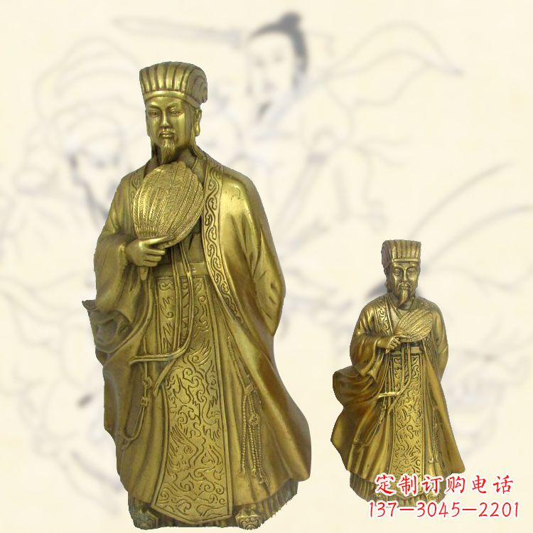 益阳铜雕名人诸葛亮雕像-纯铜铸造三国人物雕塑