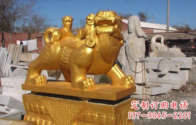 益阳铜雕母子貔貅