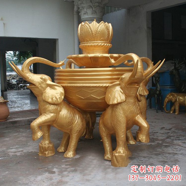 益阳铜雕喷水大象雕塑
