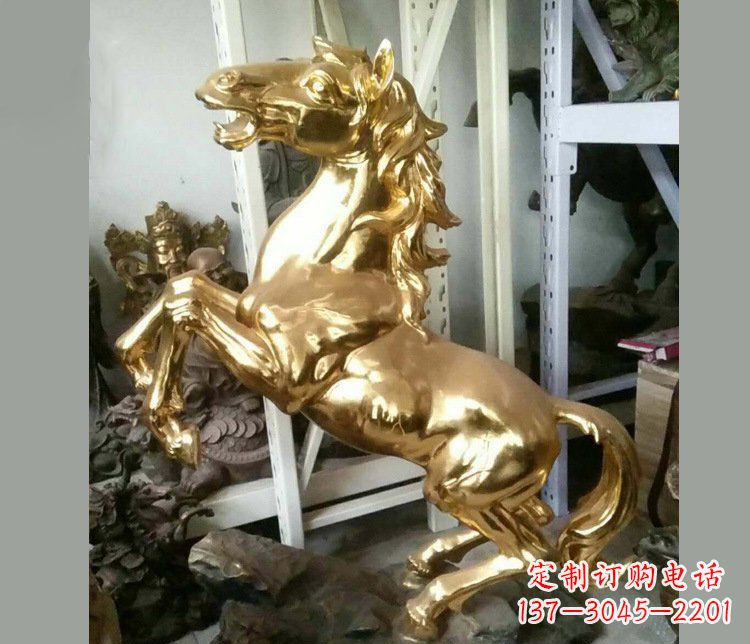 益阳铜雕商场招财动物马雕塑 (2)