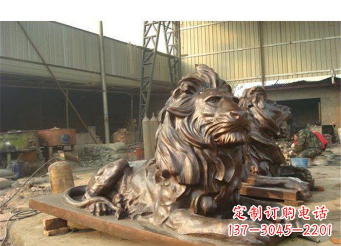 益阳铜雕狮子公司门口雕塑
