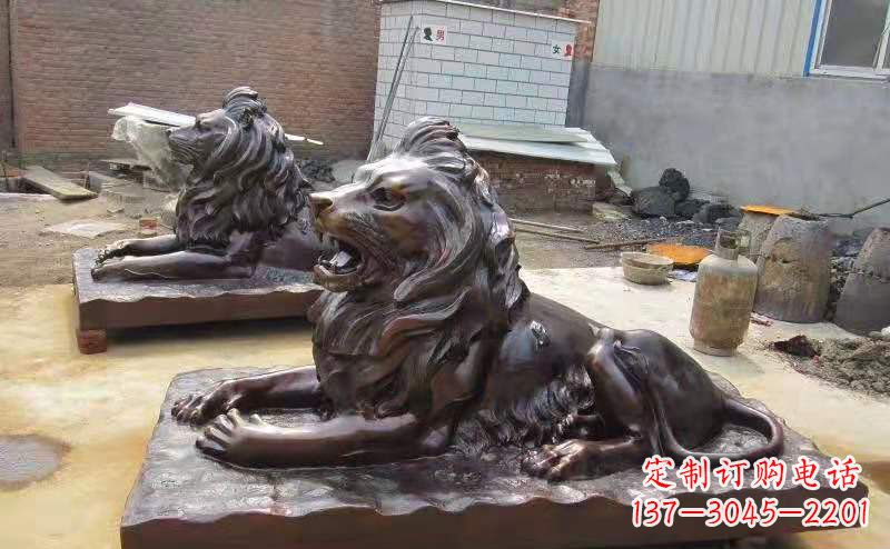 益阳铜雕狮子户外摆件镇宅动物雕塑
