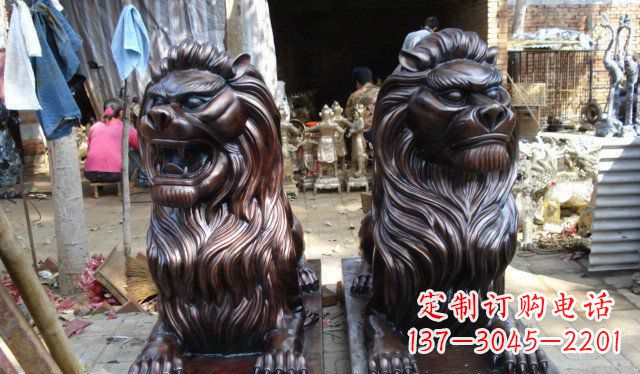 益阳铜雕狮子公司门口雕塑 (2)