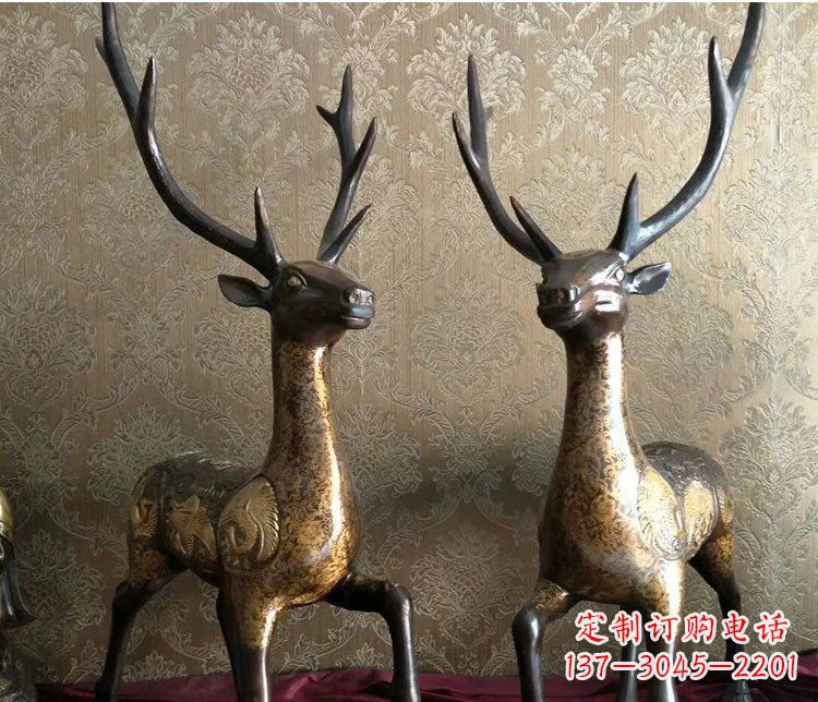 益阳铜雕室内装饰动物鹿雕塑