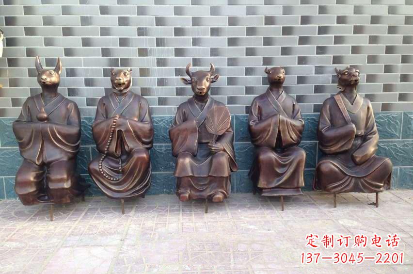 益阳铜雕兽首人身十二生肖雕塑