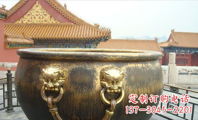 益阳铜雕水缸寺庙景观雕塑 (2)