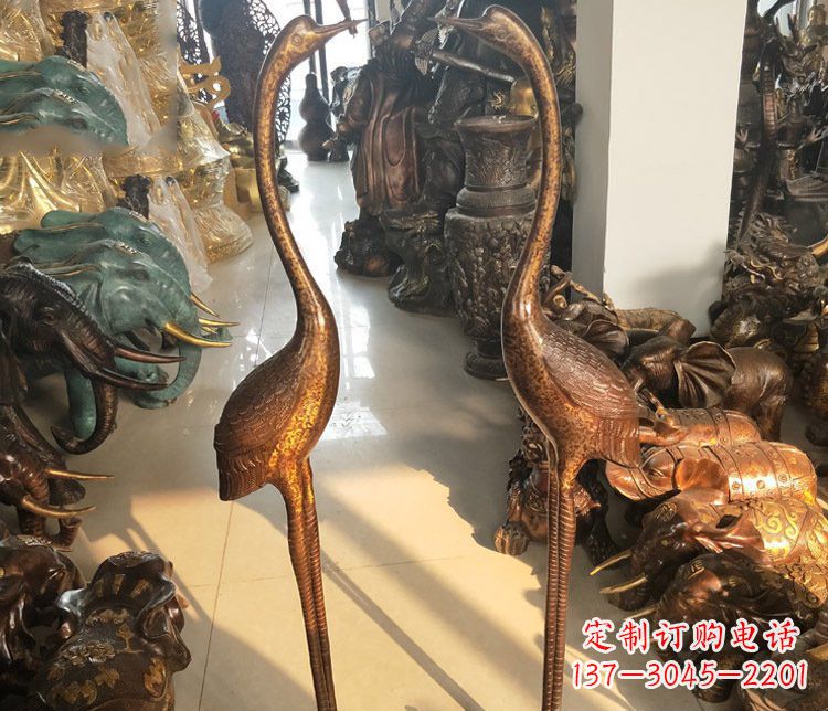 益阳铜雕仙鹤踩龟雕塑摆件