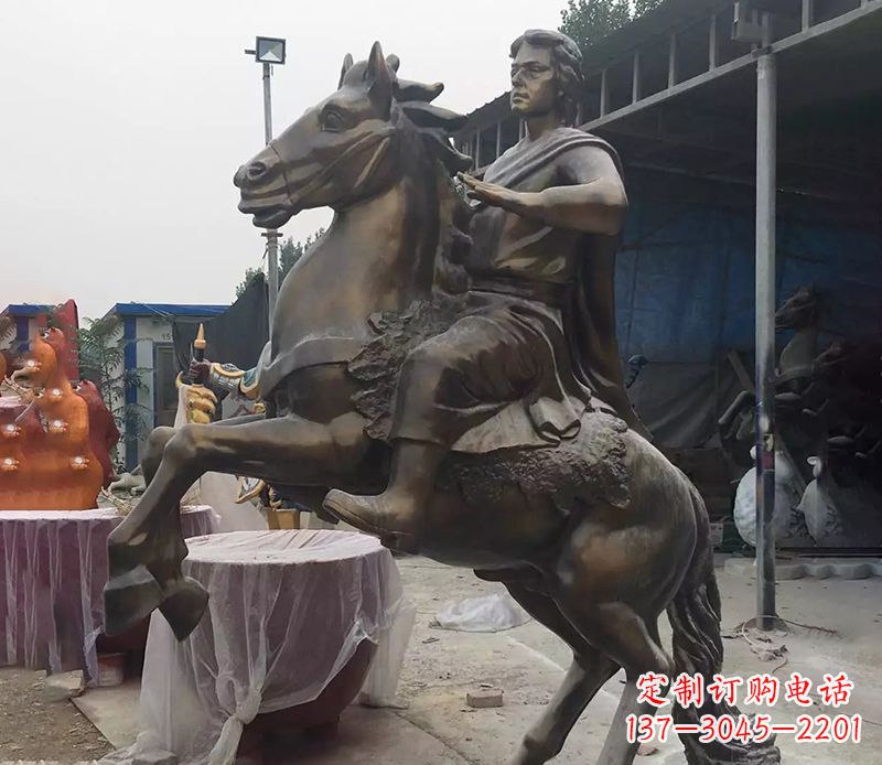 益阳铜雕现代骑马人物公园景观