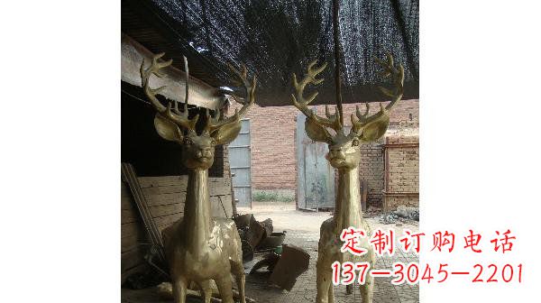 益阳铜雕小鹿公园动物雕塑 (2)