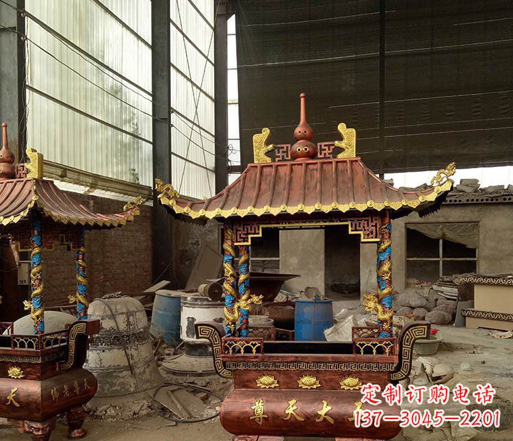 益阳铜雕小型寺庙香炉摆件