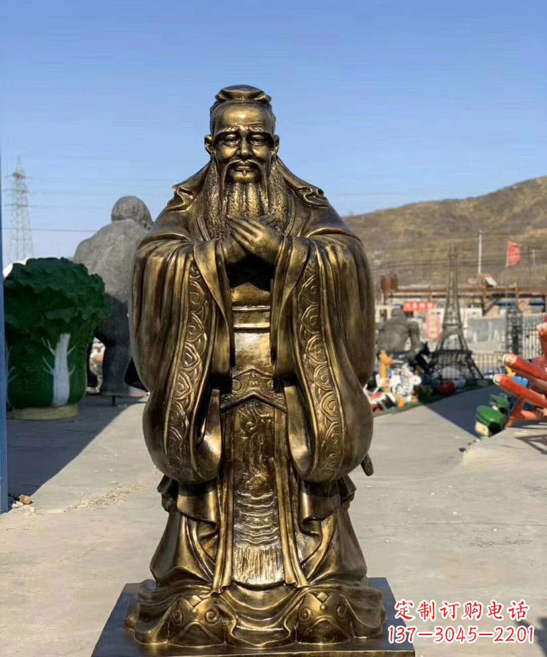 益阳铜雕学校孔子人物雕塑