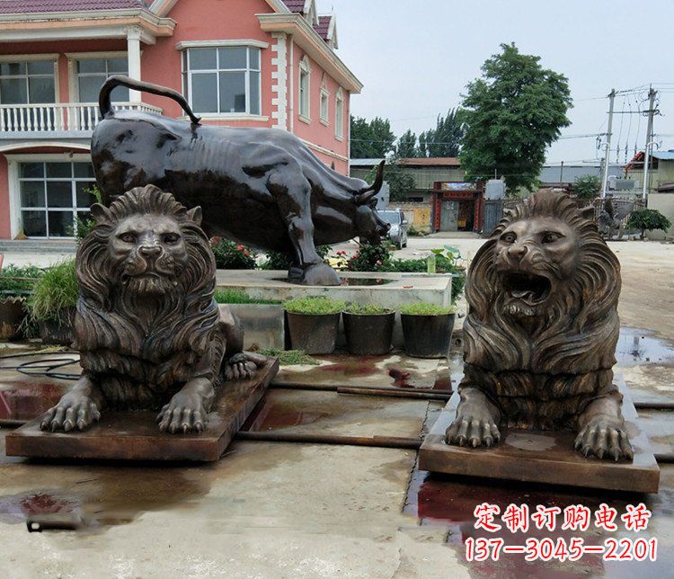 益阳铜雕银行门口狮子雕塑摆件