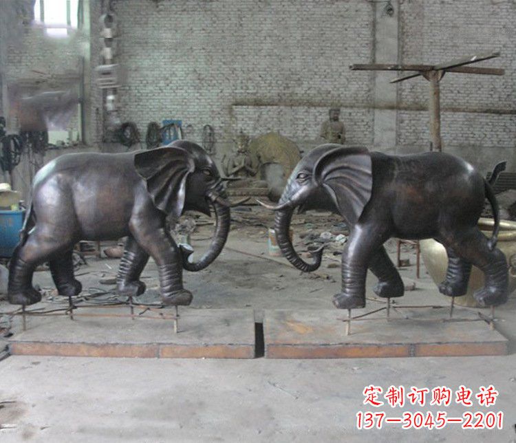 益阳铜雕园林动物大象雕塑 (2)