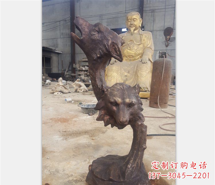 益阳铜雕园林金钱豹动物雕塑