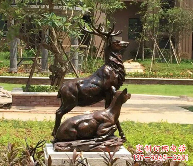 益阳铜雕园林梅花鹿雕塑摆件
