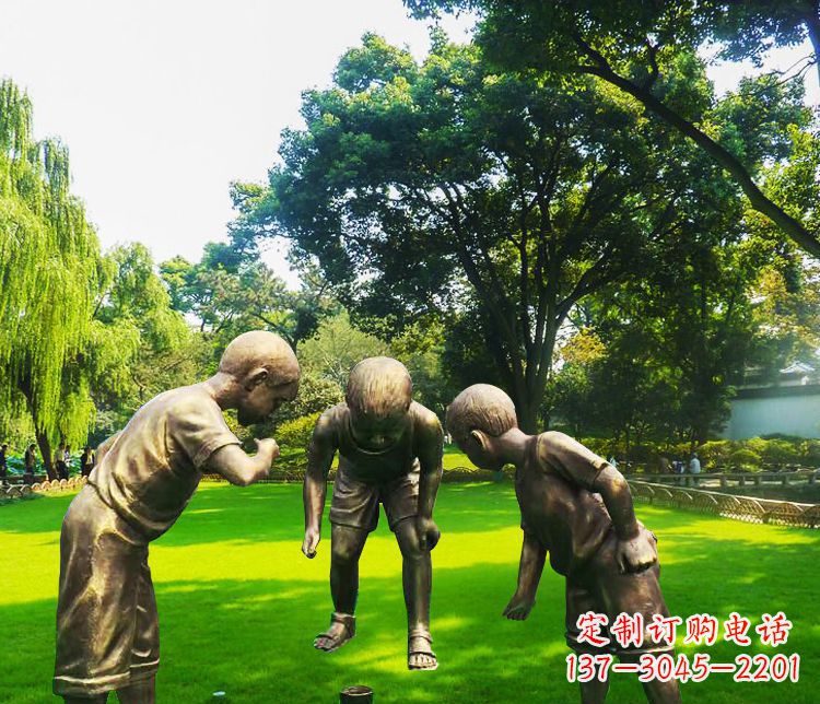 益阳铜雕园林玩陀螺儿童雕塑