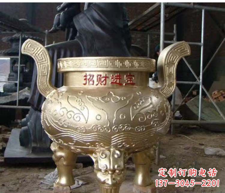益阳铜雕招财进宝圆形香炉
