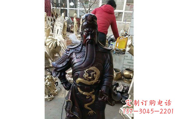 益阳铜雕镇宅关公寺庙神像雕塑摆件 (4)