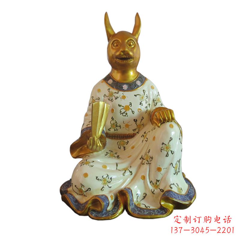 益阳兔-玻璃钢彩绘生肖雕塑