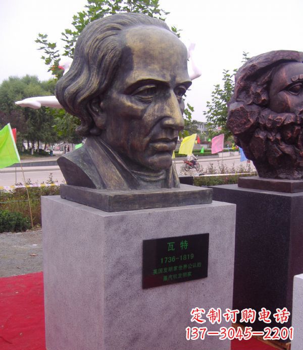 益阳瓦特胸像名人铜雕 (2)