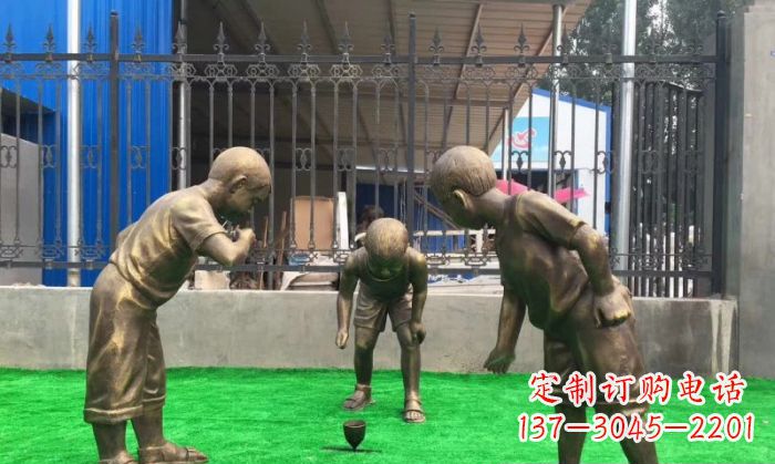 益阳玩陀螺儿童铜雕