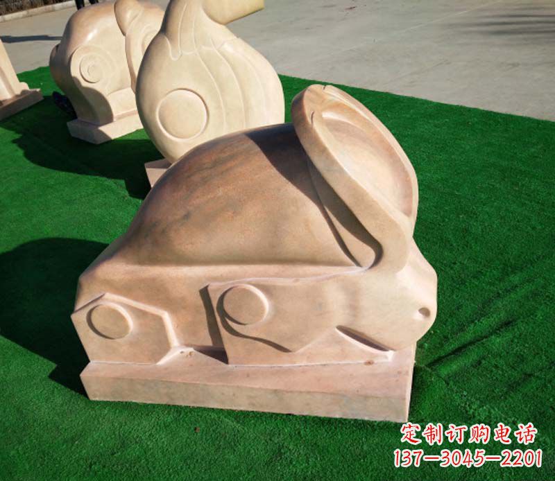 益阳晚霞红抽象十二生肖石雕