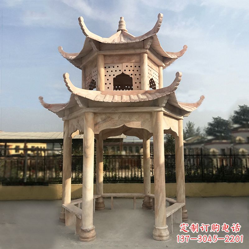 益阳晚霞红大理石凉亭雕塑