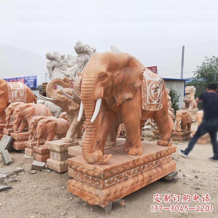益阳晚霞红大象石雕