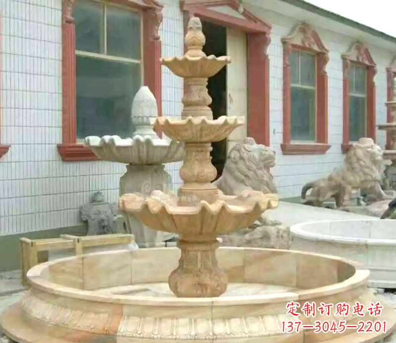 益阳晚霞红大型喷泉石雕 (3)