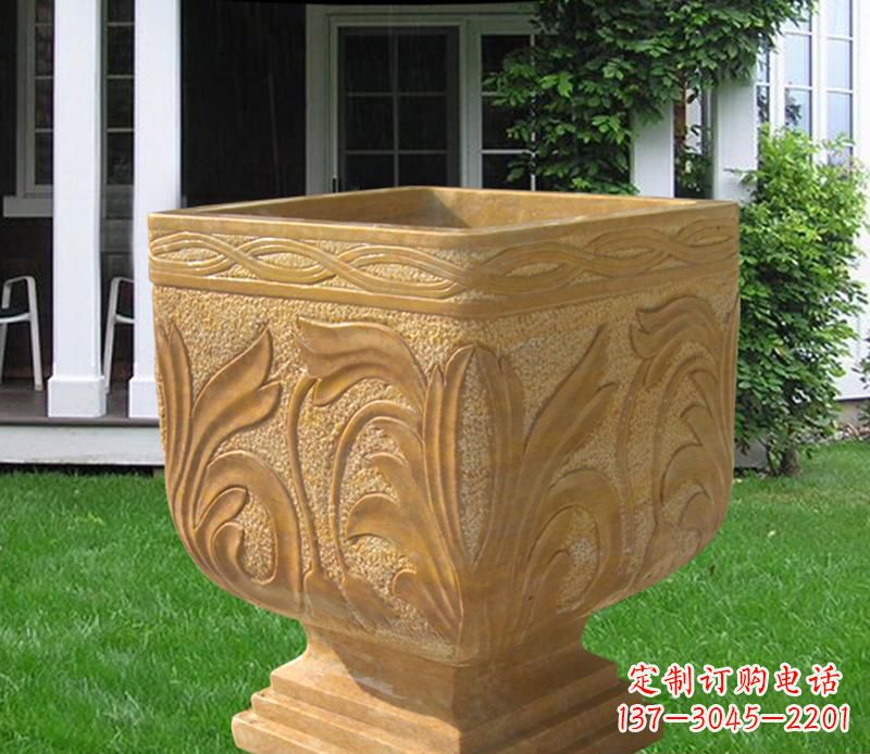 益阳晚霞红雕刻景观花盆雕塑