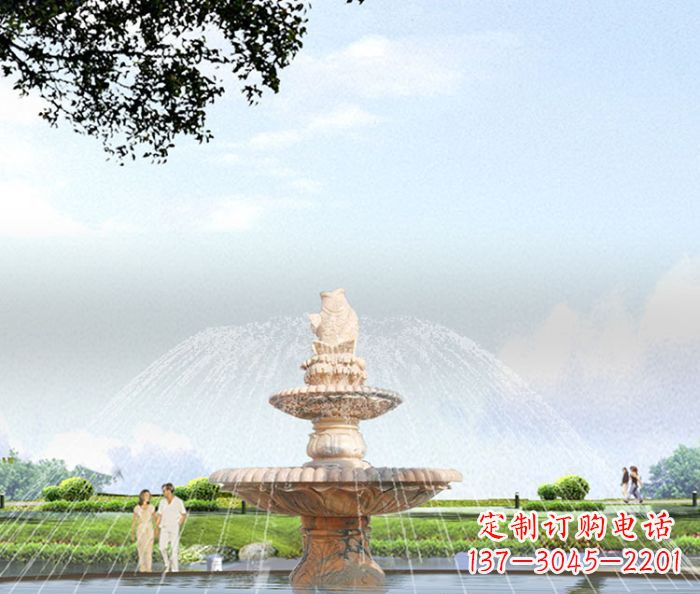 益阳晚霞红多层大型石雕喷泉 (4)
