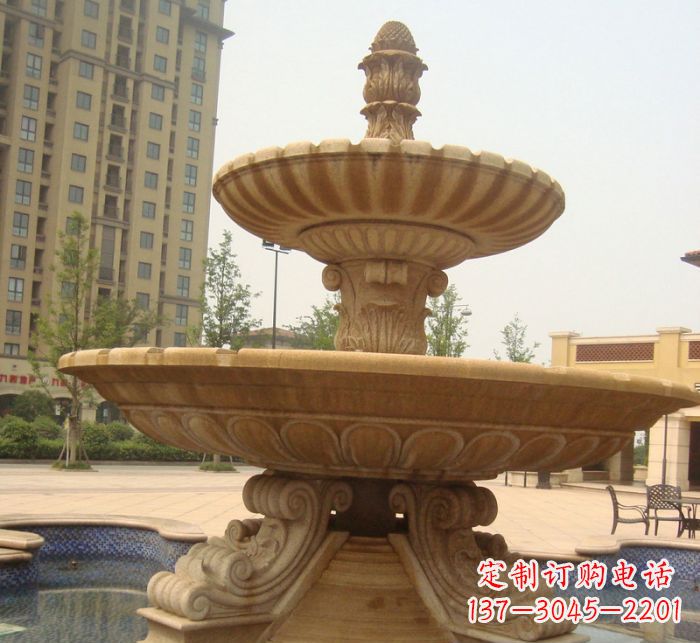 益阳晚霞红多层大型石雕喷泉 (5)