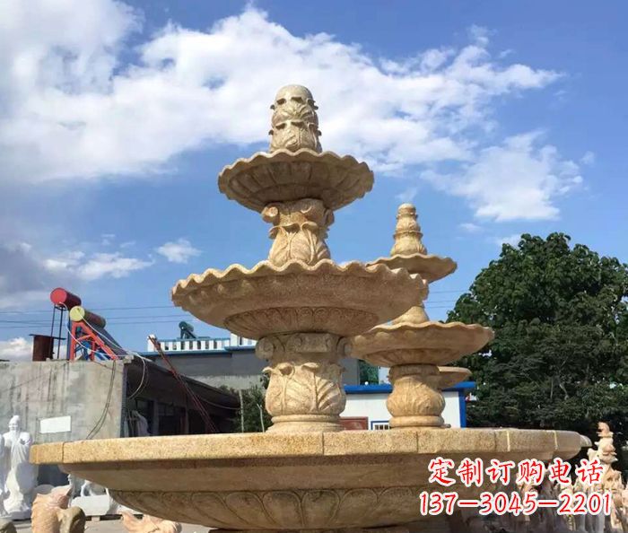 益阳晚霞红多层喷泉石雕