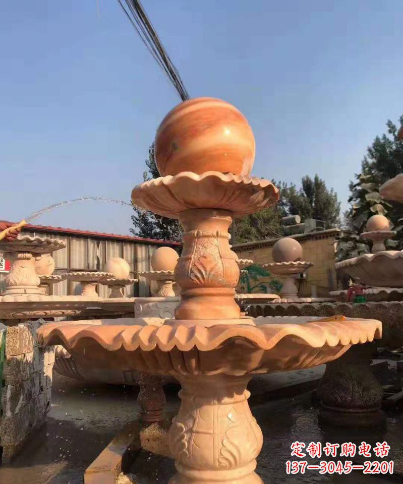 益阳晚霞红风水球雕塑别墅庭院景观雕塑