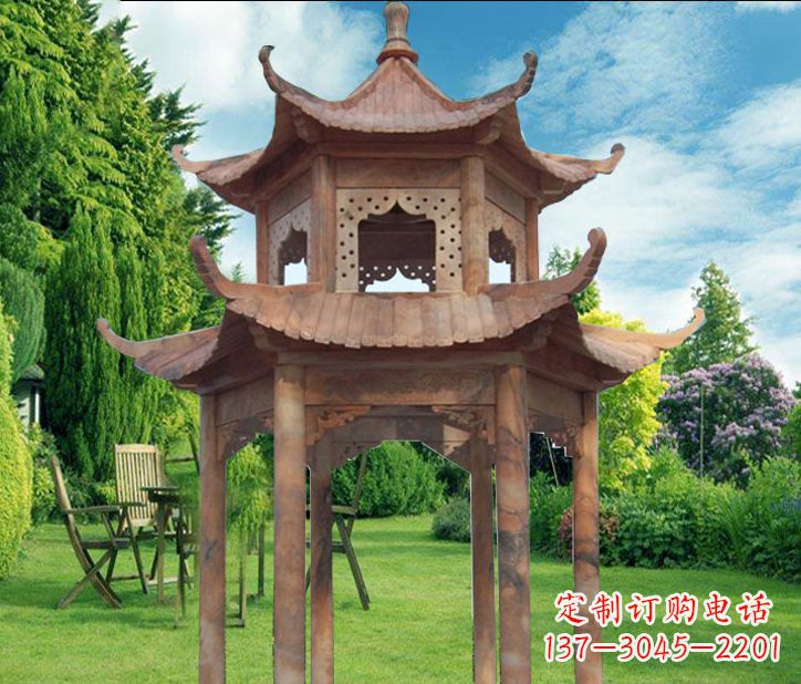 益阳晚霞红公园建筑凉亭