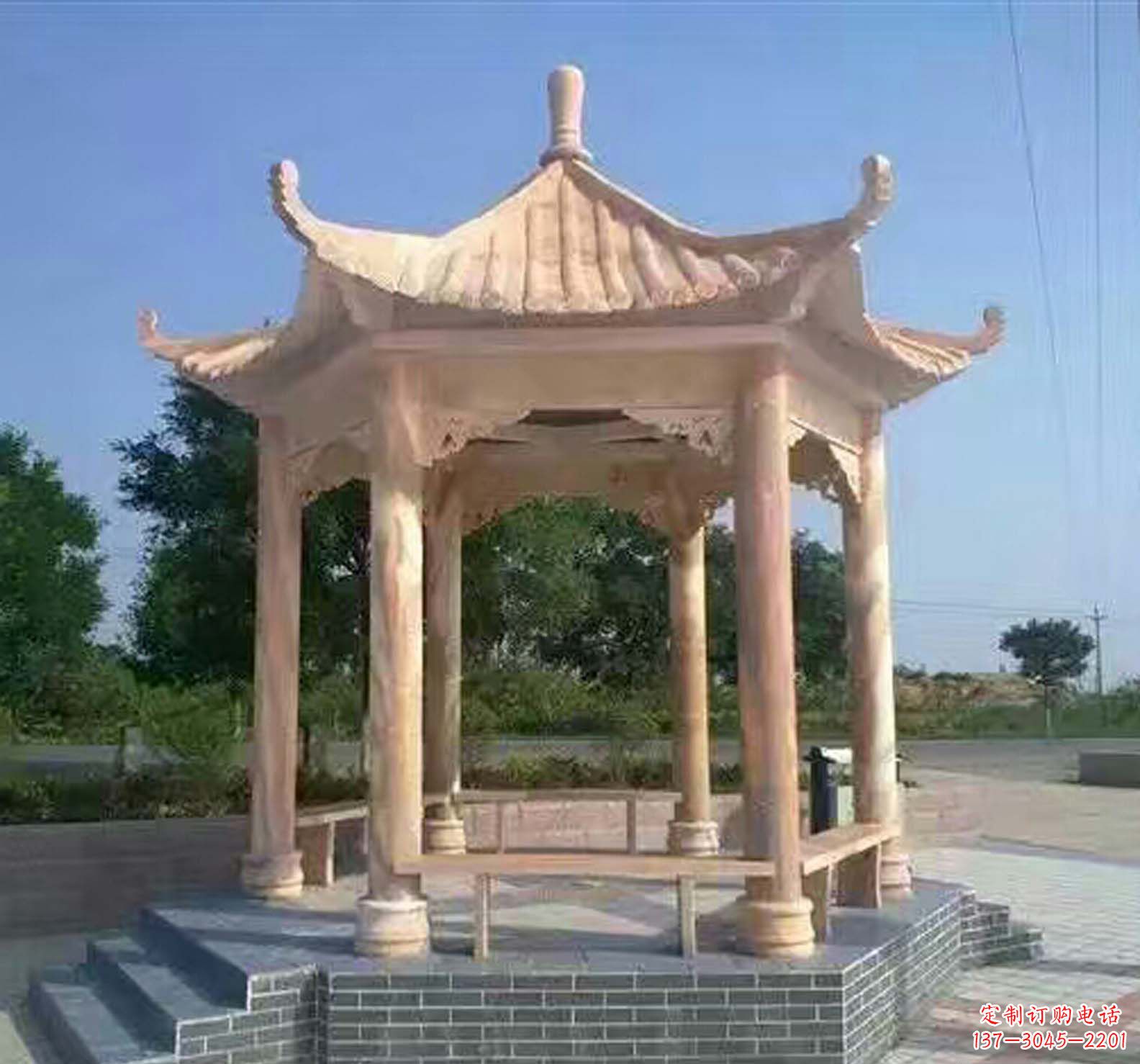 益阳晚霞红公园景观凉亭