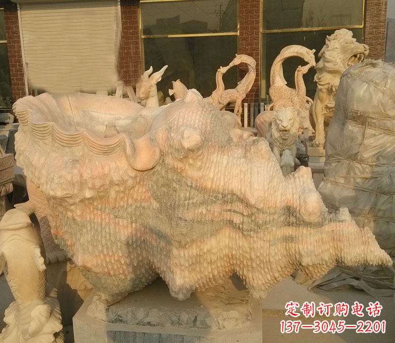益阳晚霞红海螺石雕
